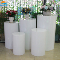 Supports de cylindre blancs 5 pièces supports de piédestal en acrylique support de gâteau pour décor de piliers de socle en plastique rond d'affichage