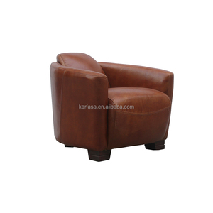 Chaise en cuir véritable rétro vintage marron style aviateur punk style vintage vieilli style britannique - Product Image 1