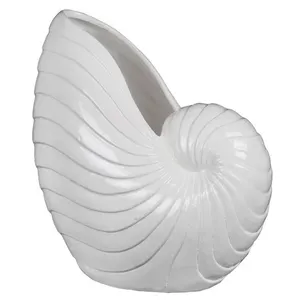 Vase de coquille de mer personnalisé blanc mat en forme de conque vase de coquille de nautilus porcelaine pichet à eau émaillé