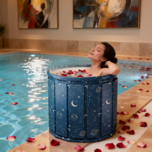 Vanace Portable PVC Tub <b>Foldable</b> Bucket Adults Unique Ice <b>Bath</b> Feature Recovery for Outdoor Pool - Product Image 1