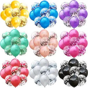 10 teil/satz Mix Schwarz Silber Konfetti Luftballons Hochzeit Geburtstags feier Dekoration Metallic Helium Ballon Baby Shower Glitter Globos