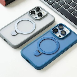 Coque de téléphone 15promax avec support 16, magnétique givrée, pour iPhone 14 avec protection d'objectif, coque de protection 12 - Product Image 1