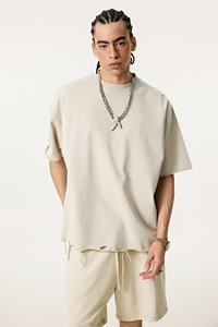 เสื้อยืดฮิปฮอปผู้ชายผ้าฝ้าย 310 กรัม รุ่น Custom Grind The Edge ทรงโอเวอร์ไซส์ ลายบาติก ล้างสีแบบแอซิดวอช พร้อมลายกราฟิกแบบกำหนดเองสำหรับผู้ชาย - Product Image 4