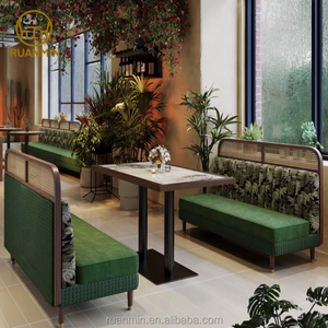 Divani a Panca Commerciali Personalizzati in Stile Thai Sedie da Ristorante Pelle Verde Velluto Rattan Legno Massello Arredamento per <span class=keywords><strong>Ristoranti</strong></span> - Product Image 6