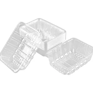 Black Transparent Fruits Vegetables Food Tray PET Plastic Containers For Supermarket Kitchen Use
