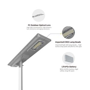 Fábrica al por mayor 10 años <span class=keywords><strong>de</strong></span> garantía 8000lm Luz <span class=keywords><strong>de</strong></span> calle LED solar plana integrada 60W 80W IP65 Batería LiFePO4 - Product Image 4
