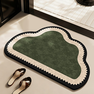 Tappetino da Bagno Hapton in Stile Retrò Francese, Forma Aliena in Camoscio Tinta Unita, Assorbente e Antiscivolo per Porta del Bagno - Product Image 1