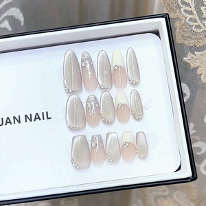 Uñas postizas hechas a mano con efecto fototerapia, diseño de río, estrellas y ojo de gato ultrafino, pegatinas para uñas. - Product Image 1