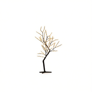 Árbol de Navidad Cherry Blossom de 4 pies con 128 luces LED blancas cálidas, decoración festiva para interiores, base con enchufe. - Product Image 1