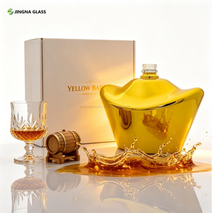 Bouteille en verre personnalisée <span class=keywords><strong>de</strong></span> luxe en forme <span class=keywords><strong>de</strong></span> lingot d'or ou d'argent électroplaqué pour whisky, brandy, <span class=keywords><strong>vin</strong></span>, avec bouchon - Product Image 3