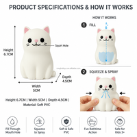 Jouet de bain à eau en forme de chat mignon, en PVC souple, pour la douche de bébé, cadeau d'anniversaire, figurines de décoration de gâteau
