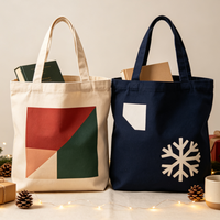 Sac fourre-tout en toile textile sur mesure à thème de Noël, imprimé, pour supermarché et courses