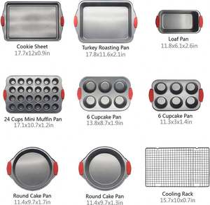 Juego <span class=keywords><strong>de</strong></span> 9 piezas <span class=keywords><strong>de</strong></span> moldes para hornear <span class=keywords><strong>de</strong></span> aluminio y acero al carbono antiadherentes con rejilla <span class=keywords><strong>de</strong></span> enfriamiento y asas <span class=keywords><strong>de</strong></span> silicona, aptos para horno, para compradores comerciales <span class=keywords><strong>de</strong></span> alimentos - Product Image 4