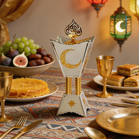 Brûleur d'encens Mabkhara islamique arabe de luxe en métal doré et argenté, forme de croissant de lune, charbon de bois Bakhoor pour le Ramadan, cadeau de l'Aïd, décoration de la maison