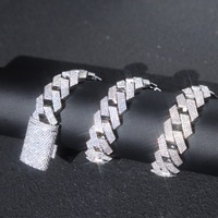 Chaîne cubaine en argent 925 de 20 mm à 4 rangs, chaîne cubaine en moissanite glacée, bijoux hip-hop, chaîne cubaine en moissanite, certificat Gra