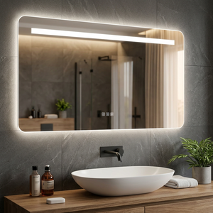 Touch Switch LED Illuminated Bathroom <b>Mirror</b> 2025 Trending Aluminum Alloy Rectangular European Style <b>Wall</b> Mounted Modern - Product Image 3