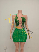 Robes de soirée scintillantes Ocstrade avec strass, nouvelles arrivées, sans manches, vertes, pour fête d'anniversaire, robes sexy pour femmes, club de nuit