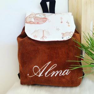Sac à Dos Enfant Personnalisé Vanille Brodé en Coton Velours pour Maternelle ou Crèche - Product Image 3