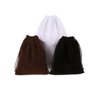Pochette en velours noir de qualité supérieure avec cordon de serrage, vente en gros, pour bijoux, écouteurs, batterie externe, sac de rangement