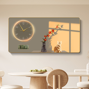 Peinture murale moderne en cristal et porcelaine avec horloge pour la décoration de <span class=keywords><strong>restaurant</strong></span>, horloge murale de luxe encadrée en PVC - Product Image 1