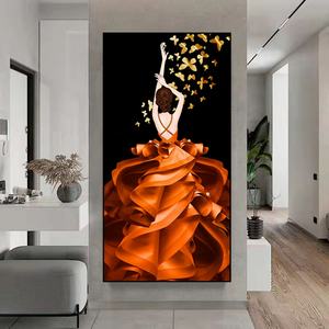 Decoración de Pared Personalizada al por Mayor, Arte Mural de Niña, Pintura en Porcelana de Cristal, Decoración de Pared LED para Sala de Estar - Product Image 5