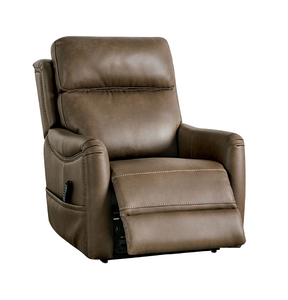 Sillón Elevador de Estilo Transicional con Asiento de Cuero, Puerto USB, Controlador con Cable, Mecanismo de Doble Elevación, Acabado Marrón Ergonómico y Suave - Product Image 2