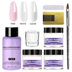 Purpurina de Cristal para Uñas, Herramientas de Tallado de Uñas 3D, Polvo Acrílico para Uñas y Monómero Líquido, Decoración de Uñas para Manicura, Kit de Manicura - Product Image 2