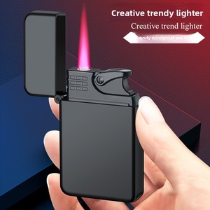 Nouveau Briquet Métallique Créatif Lumineux Haut de Gamme Coupe-Vent à <span class=keywords><strong>Flamme</strong></span> Rouge Ultra-Fine Rechargeable au Butane - Product Image 3