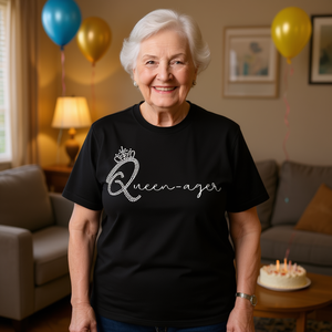 T-shirt d'anniversaire Queen-Ager Milestone pour femmes seniors – Idée cadeau promotionnel - Product Image 3