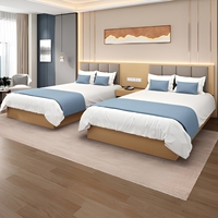 Elegantes Modernes Massivholz Luxus King Queen Hotel Schlafzimmer-Set Umweltfreundliche Apartment- und Gewerbemöbel