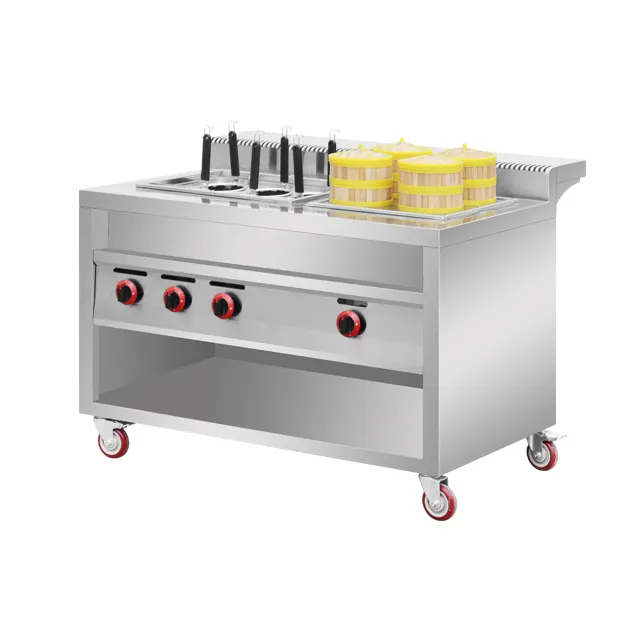 Hotel Buffet Equipment Gas Range for Bar Freestanding Gas Pasta Cooker With Bun Steamer Counter