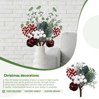 Fleurs artificielles de Noël faites à la main avec des branches de clochettes de bonbons blanches/rouges pour la décoration de la maison