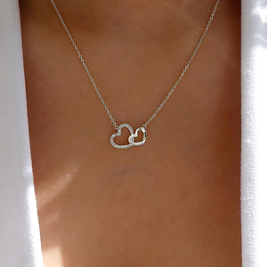 Collar con Colgante de Doble Corazón Hueco para Mujer, Collar con Dije de Amor Romántico, Joyería de Moda para Uso Diario, Regalo - Product Image 5