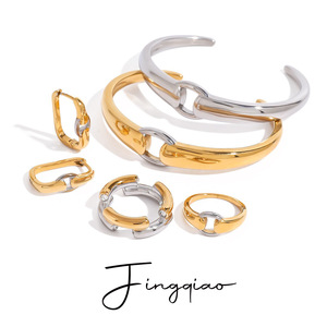 Yueli <b>Huggie</b> Earrings Gold <b>Silver</b> Stainless Steel Geometric Everyday Wear - Product Image 1