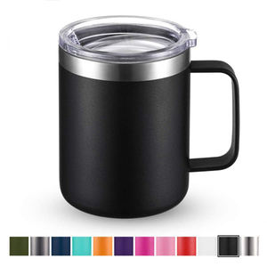 10oz 12oz 14oz حامل زجاجات نبيذ ثنائي من الفولاذ المقاوم للصدأ جدار فراغ أكواب عازلة للقهوة كوب سفريات يحتفظ بدرجة حرارة المشروبات القدح أكواب بيد و غطاء - Product Image 2