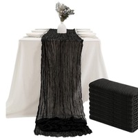 Voile Style Moderne Tissé Chemin De Table Translucide Point De Câble Gaze pour Fête De Vacances Bohème De Mariage