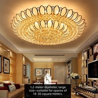 Lustre de plafond moderne de luxe en fer forgé rond avec cristaux, à montage en surface, avec alimentation CA, pour salon, villa, hall d'entrée