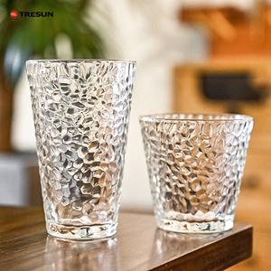 Fashioned Flower Vintage Hammered Pattern 350ml Lead-free Glass Tumbler Reusable for Home Wedding Party - Product Image 5