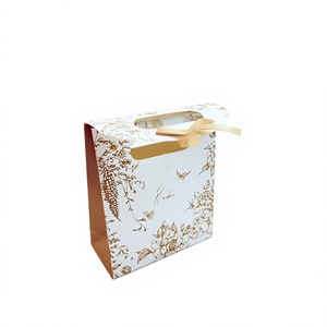 Beautiful Paper <b>Bag</b> With Logo Print Custom Small Decorative Paper <b>Bags</b> With Bow Tie Ribbon Die-cut Handle <b>Bag</b> with Velcro - Product Image 3