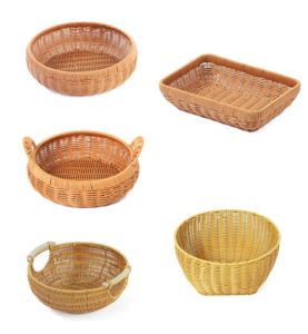 Modern El Yapımı Dikdörtgen Plastik Rattan Hasır Meyve Sepeti Ekmek Saklama Sepetleri Ev ve Mutfak - Product Image 6
