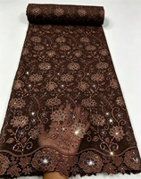 NI.AI Nouveau design Tissu en dentelle de mousseline de haute qualité avec broderie en coton et pierres colorées pour mariage et fête