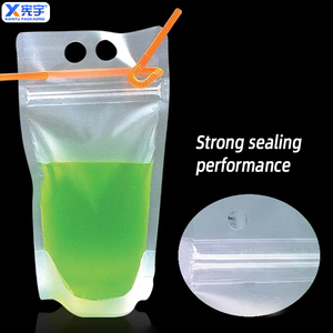 Sac à fermeture éclair en plastique avec logo personnalisé pour boisson de fête Sac scellé refermable transparent pour <span class=keywords><strong>yaourt</strong></span> café cocktail - Product Image 4