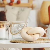 Maillon de chaîne rustique en bois sculpté à la main à 2 maillons pour objets décoratifs décoratifs pour la décoration intérieure