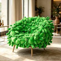 Fauteuil d'appoint créatif en peluche verte fantaisie, fauteuil individuel artistique avec pieds en bois FYZ, ergonomique, durable, design