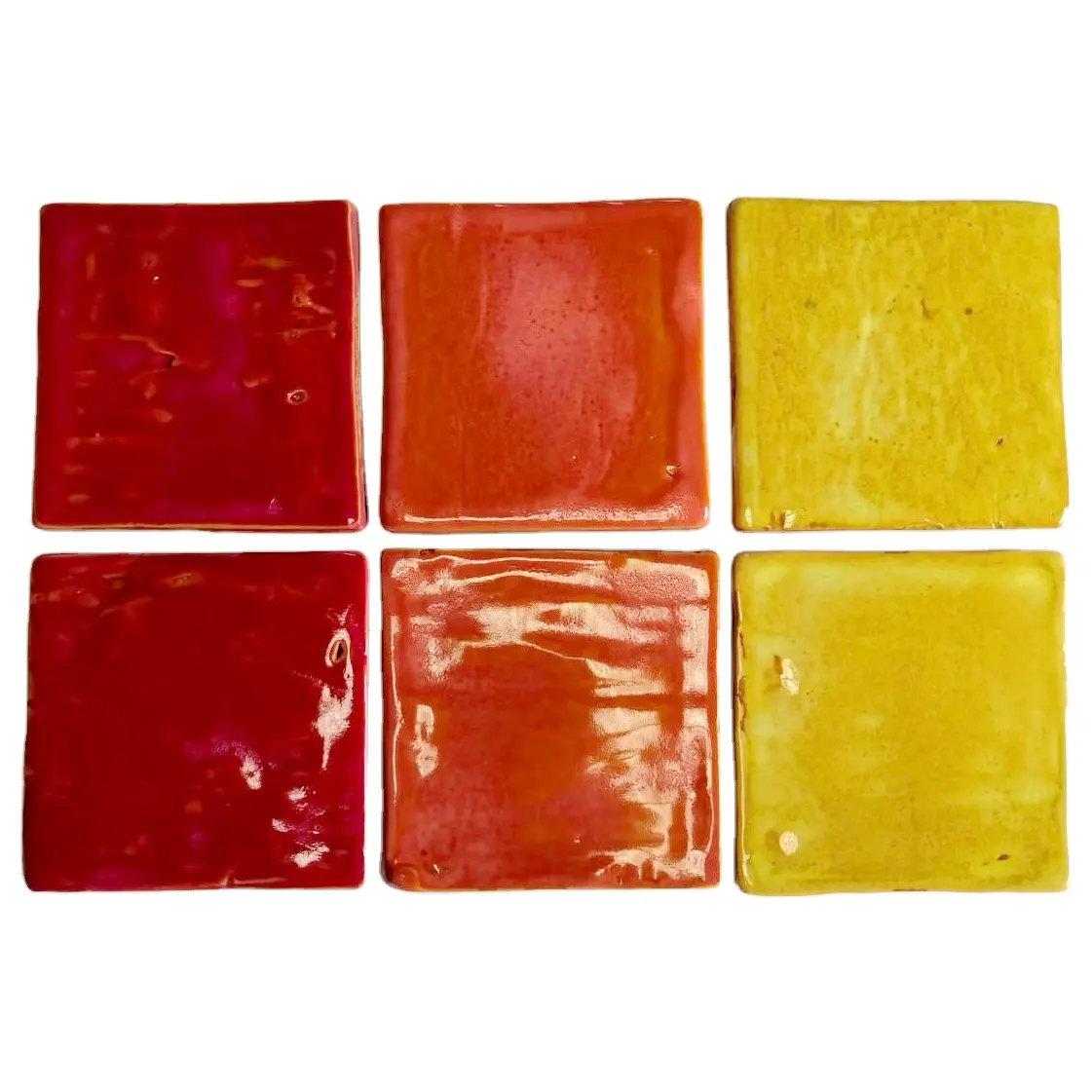 Azulejos marroquíes hechos a mano, paredes de cocina y baño, azulejos Zellige, rojo y amarillo, 10x10cm, Fondo de hotel, azulejos de restaurante para interiores