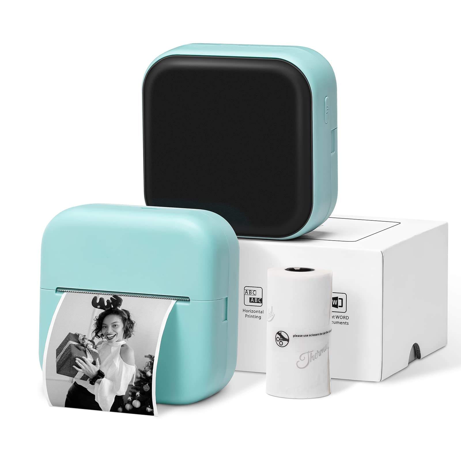 เครื่องพิมพ์สีเขียว + 1ม้วนกระดาษสีขาว53มม