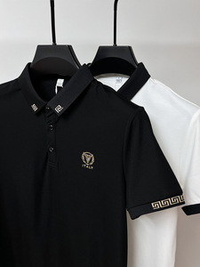 2025 verano Trendyy hombres <span class=keywords><strong>Paul</strong></span> para Polo camisa Premium algodón sarga bordado solapa patrón sólido manga corta Slim Top - Product Image 3