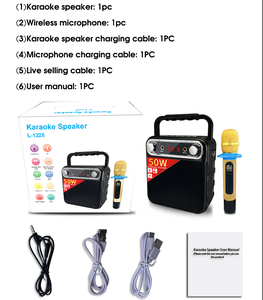 Dewant ลำโพงคาราโอเกะไร้สาย BT,ลำโพงกลางแจ้งแบบพกพาขนาด L-1228 50W พร้อมไมโครโฟนไร้สาย2ตัวสำหรับคาราโอเกะ - Product Image 2