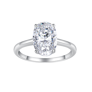 Bague pour femme en argent sterling 925 plaqué platine, sertie de moissanite ovale 4,5 carats, certifiée, style solitaire, design élégant - Product Image 1