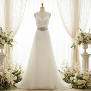 Ceinture en strass Angelina 3x120 cm avec boucle carrée, accessoire de mariage - Product Image 4